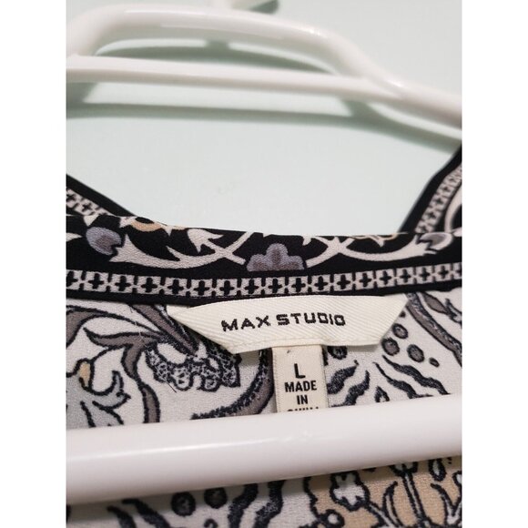 Max Studio Womens L Kimono Top Floral Boho Gray Yellow Open Front 3/4 Sleeve - Picture 5 of 6